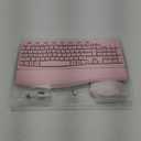 Wireless Keyboard and Mouse - Full Size Ergonomic Keyboard with Palm Wrist Rest Ergonomic Mouse Cordless for Windows Computers Laptops - Light Pink (Upgrade)