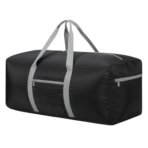 iFARADAY Foldable Duffle Bag for Travel - 30 inch / 75L Large Spare Travel Duffel Bag Lightweight with Trolley Sleeve - Black