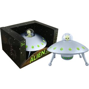 Off the Wall Toys Alien Glow-in-The-Dark UFO Space Ship and Bendable Action Figure Toy