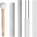 Nuanchu 5 Pcs Crystal Singing Bowl Mallet Set Includes Sheepskin Solid and Hollow Sound Sticks Singing Bowl Rubber Mallet with Wood Handle Clear Acrylic Striker for Playing(Silver)