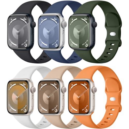 Maledan Compatible with Apple Watch Band 38mm 40mm 41mm 42mm 44mm 45mm 49mm 46mm Women Men, 6 Pack Silicone Sport Band Strap Wristband for Apple Watch iWatch Bands Series 11 10 9 8 7 6 5 4 3 SE Ultra