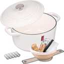 VORRINGARD Enameled Cast Iron Dutch Oven Pot with Lid, for Bread Baking, Round Bread Oven include Sourdough Bread Baking Supplies Set, 4.5QT, White