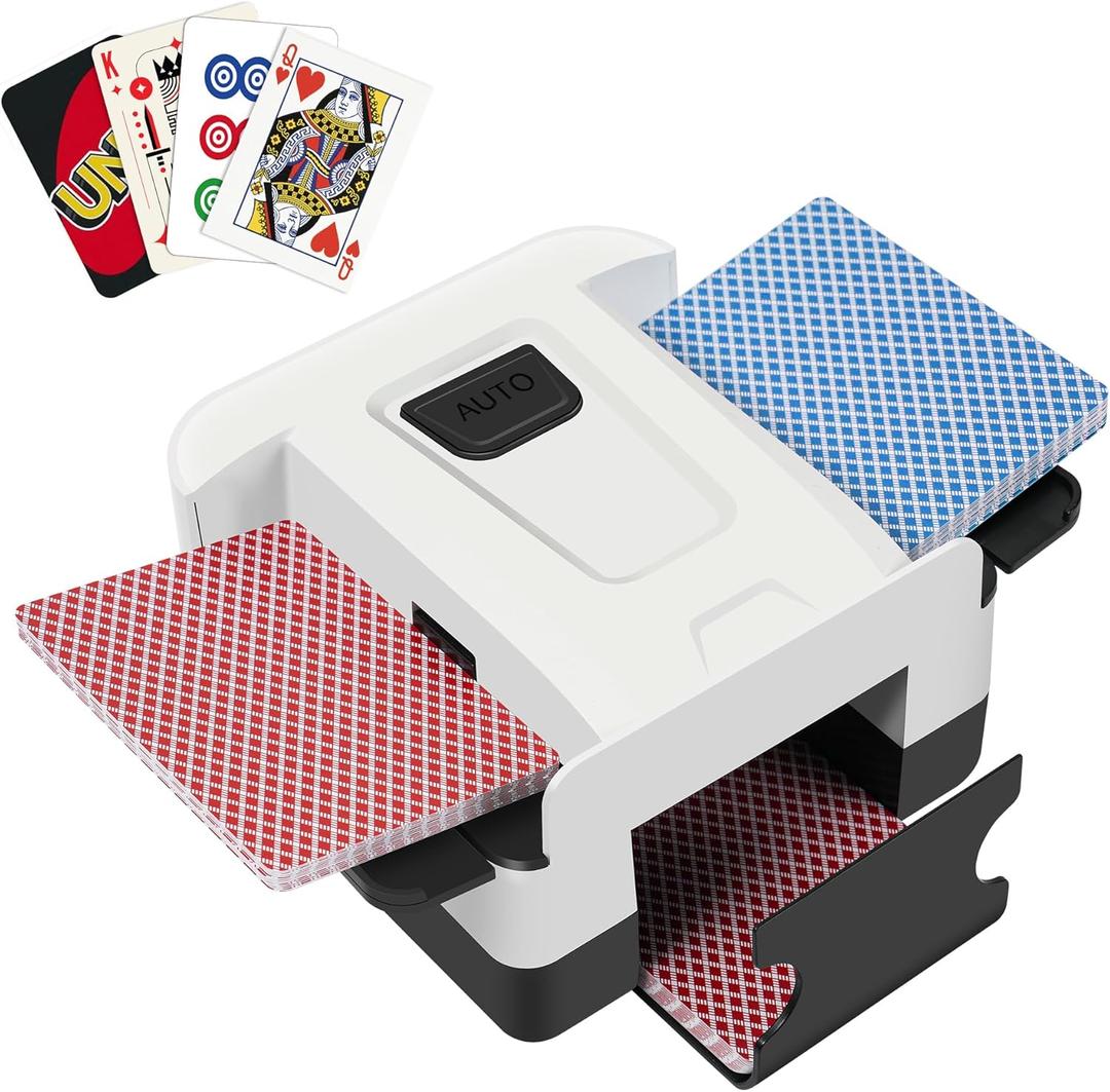 SirShop Automatic Card Shuffler for 1-2 Decks, Playing Card Shuffler with One-Press AUTO, Portable Card Shuffler Machine for Poker, Blackjack, Skip-Bo, UNO, Phase 10 and More
