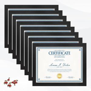 8.5x11 Picture Frame set of 8, Multi Certificate 8.5 by 11 Picture Frames Bulk, Document Diploma Award Frame for Wall Hanging or Tabletop Display, Black