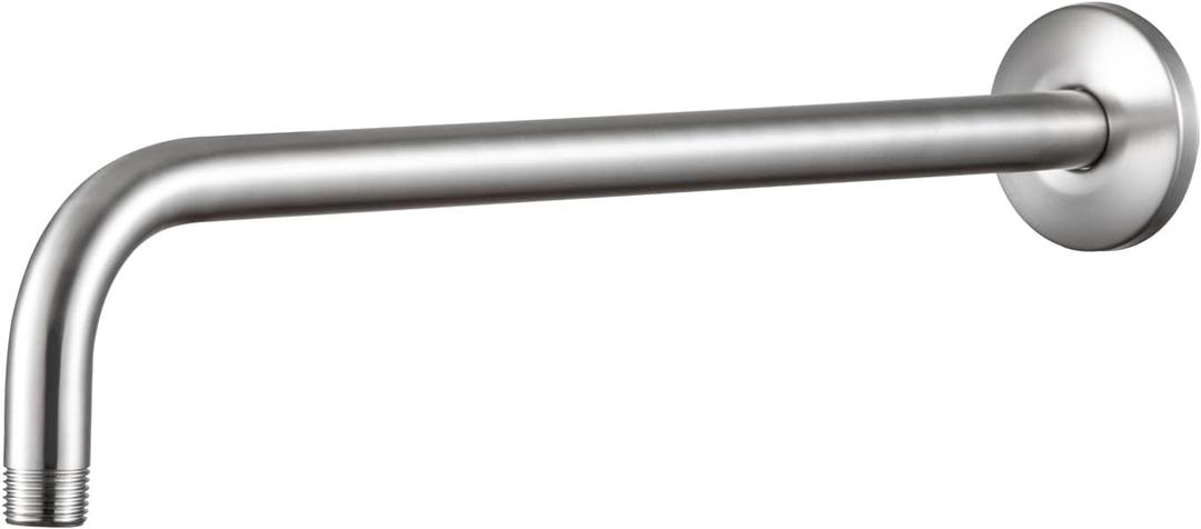 OFFO Shower Arm with Flange, 16 in Brushed Nickel Wall Mount Replacement Angle Shower Head Arm Wall-Mounted For Fixed Shower Head & Handheld Showerhead