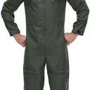 EraSpooky Men's Flight Suit Adult Air Force Pilot Jumpsuit Costume with Necklace and Sunglasses (X-Large)