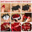 Thiccywoov 60 Pcs Glitter Roses Bouquet Graduation Artificial Rose DIY Flower Bouquet Kit Flower Wrapping Paper 3D Butterflies Crowns for Mom Mother Teacher Birthday (Red)