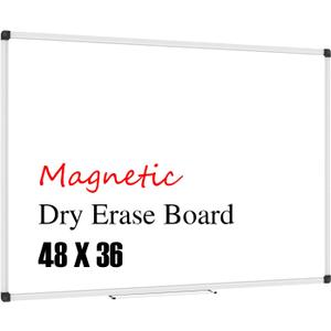 XBoard Magnetic Whiteboard 48 x 36, White Board 4 x 3, Dry Erase Board with Detachable Marker Tray
