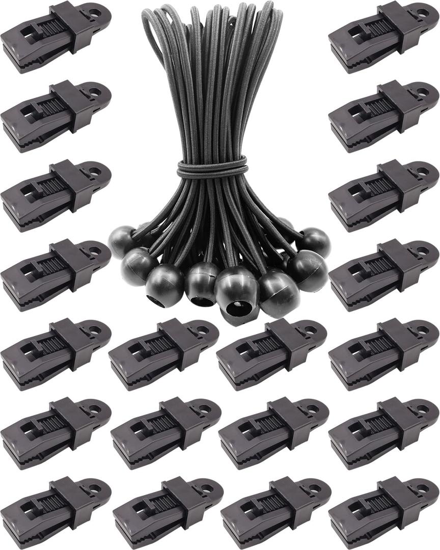 Tarp Clips Heavy Duty Lock Grip - 40 Pcs Tent Clip, Tarp Clamp, Tarp Hold Down Clips, Awning Tarp Clamps for Canopy (Black)