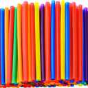 200PCS Jumbo Smoothie Straws,(0.4" Diameter X8.3"Long) Colorful Disposable Plastic Large Wide-mouthed Straw
