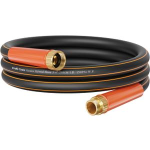 Giraffe Tools Garden Hose 12ft x 3/4", Heavy Duty Water Hose, Flexible, Hybrid Lightweight Hose with Swivel Handle, Male to Female Fittings, Burst 600 PSI