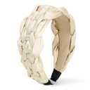 KU White Headbands for Women Trendy, 90s Satin Plait Soft Wide Headband for Girls and Teens, Plain No Teeth Thick Hoops Non-Slip Fashion Hair Accessories for Makeup Washing Face