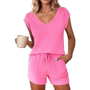 Ekouaer
Womens Two Piece Lounge Sets Casual Summer Outfits 2 Piece Short Matching Clothing Set PINK SIZE M