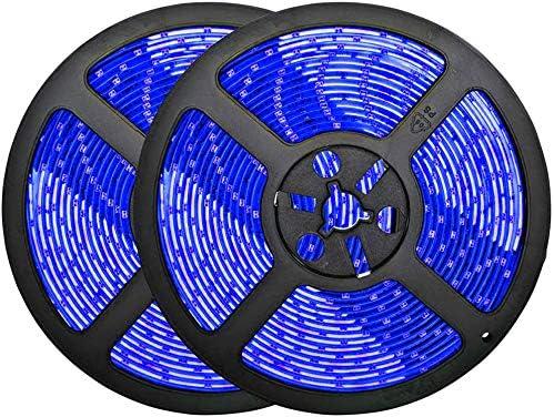 32.8ft Blue LED Strip Lights, Waterproof IP65 SMD2835 Dimmable 600LEDs 12V Cuttable Under Cabinet, Bar, Bedroom, Holiday Decoration Lighting Tape 2 Rolls
