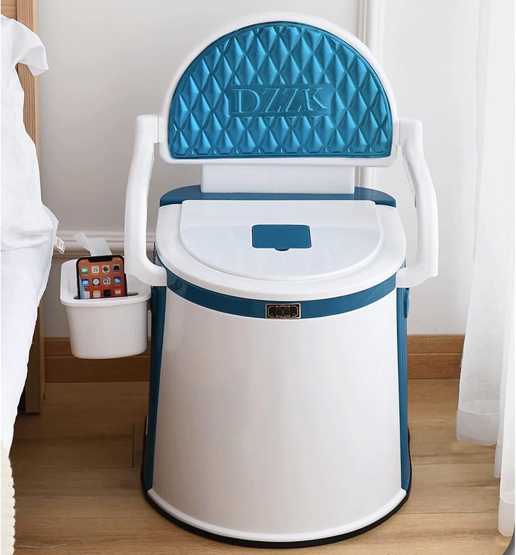 Commode Chair, Commode Toilet Chair with Armrest Backrest Portable Bedside Commode Chair for Elderly, Disabled, or Handicapped