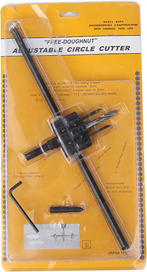 Adjustable Circle Hole Cutter Set, Heavy Duty Plane Type Metal Wood Hole Circle Cutter Opener, Saw Drill Bit Woodworking Round Cutting Tools (30-300)