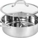 MyLifeUNIT Shabu Shabu Pot, 4.5 Qt 304 Stainless Steel Hot Pot with Divider, 11.8 Inches Soup Cookware for Induction Cooktop, Gas Stove