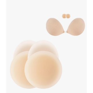 Niidor Nipple Covers & Sticky Bra Strapless Adhesive Invisible Push up Silicone Bra for Backless Dress (C Cup)