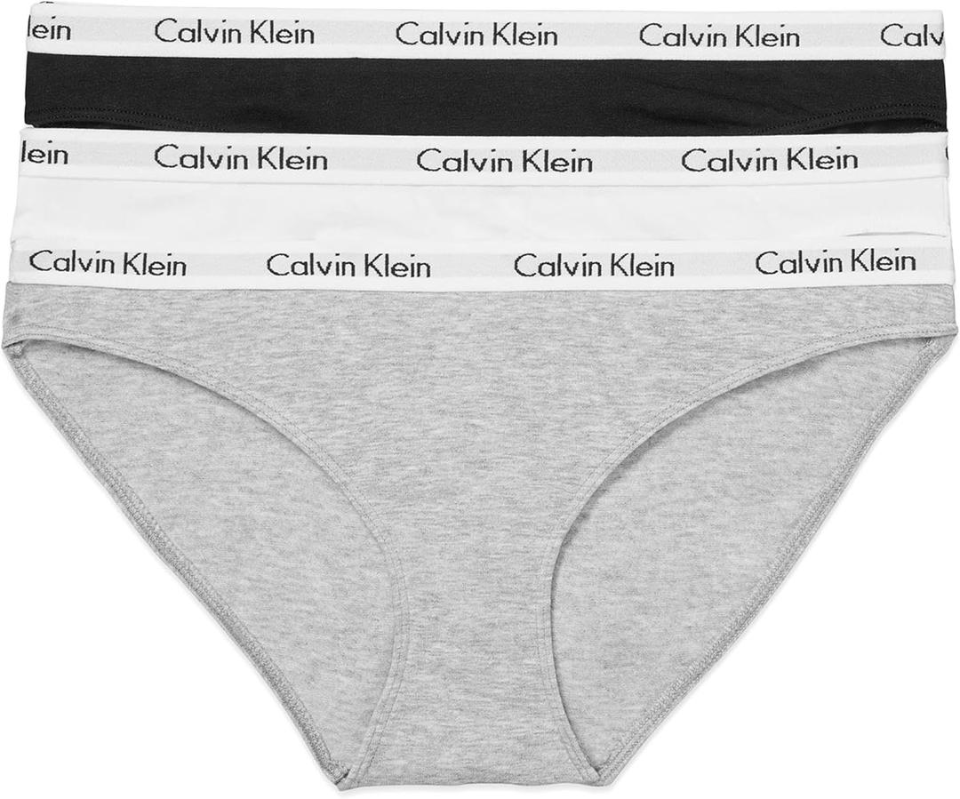 Calvin Klein Women's Carousel Logo Cotton Stretch Bikini Panties, 3 Pack (S)