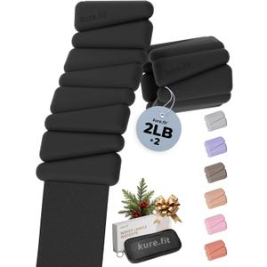 kure.fit Weighted Bangles | Adjustable Wrist and Ankle Weights for Women 2LB Each (Set of 2) | Ankle Weights for Yoga, Pilates & Walking | Leg & Arm Weights for Men | Home & Gym Workouts | Black