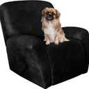 Leather Like Recliner Chair Covers Heavy Duty, 4 Pieces Lazy Boy Recliner Cover for Recliner Chair, Leather Cover for Recliner slipcovers Washable for Pets (Black) (1 Seater)