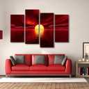 Wieco Art Large4 Piece Canvas Prints Wall Art Red Sea Pictures Sun Paintings Ready to Hang Modern Stretched Seascape Ocean Beach Artwork for Living Room Bedroom Home Decorations, 16x32inchx2pcs, 16x40inchx2pcs