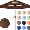 10ft Patio Umbrella, 3 Tier Outdoor Market Table Umbrellas with 8 Fiberglass Ribs and Push Button Tilt, Windproof, Vented Canopy, UV Protection for Deck, Pool, Backyard