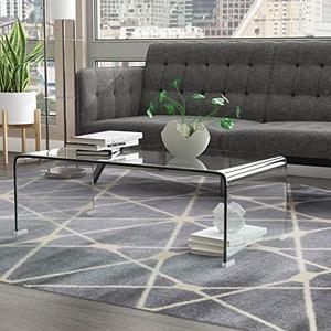 Glass Coffee Table for Living Room, Clear Center Table with 0.47 inch Tempered Glass, Transparent Modern Coffee Table 41"*14"*20"
