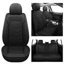 AOOG Leather Car Seat Covers Universal fit Most Sedans SUV Trucks (Full Set, Black)