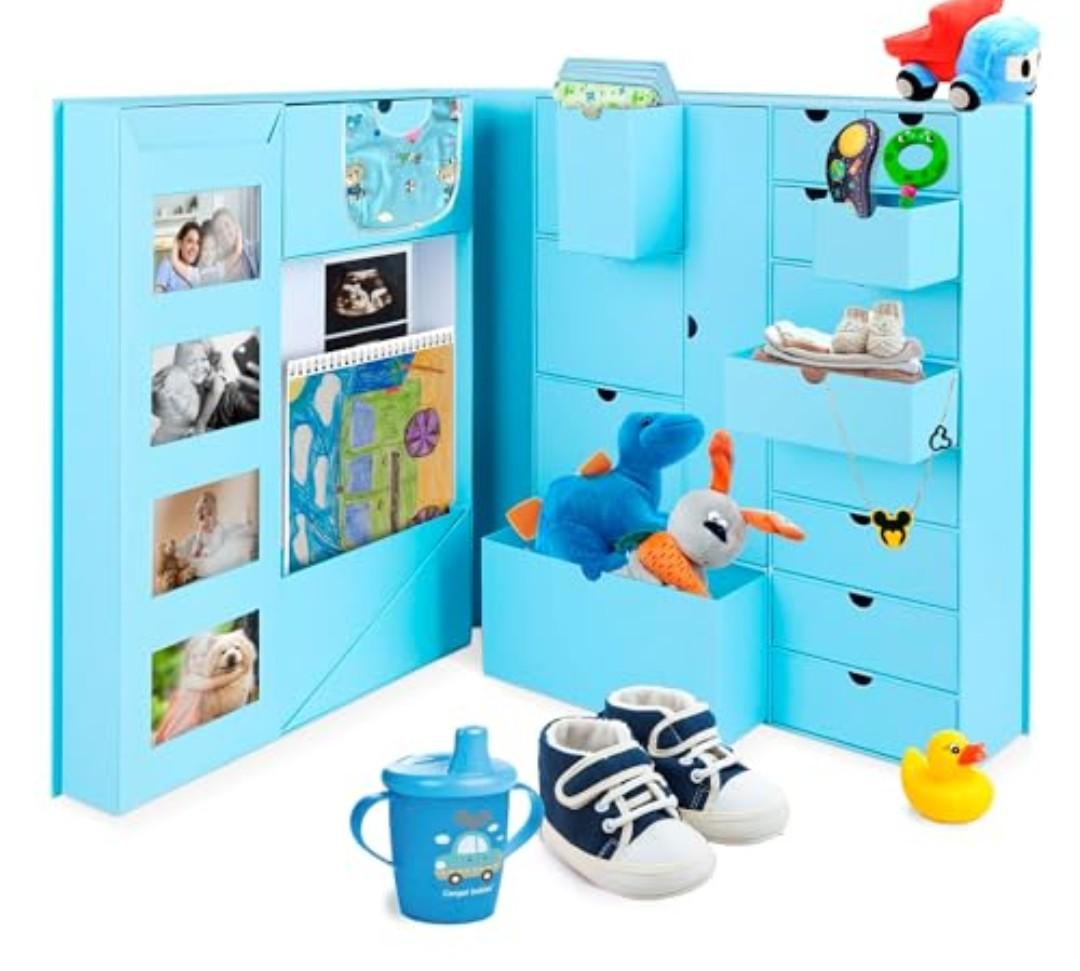 Baby Keepsake Box - Baby Memory Box - Baby Boy Girl Keepsake Box Tins Memory Box Pregnancy Baby Bubbs Storage Box Baby First Year Box Library Baby All-in-One Organizer