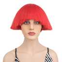 Wiginway Bowl Cut Costume Wig, Mushroom Cut Wigs for Male Women, Short Yaki Straight Fluffy Wigs, Red