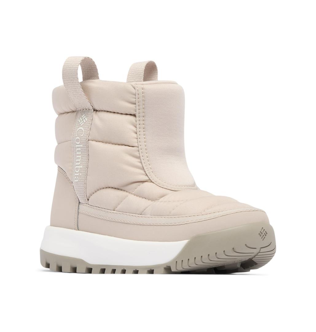 Columbia Youth Snowtrot Mid Insulated Snow Boot, Soft Taupe/Sea Salt, 4