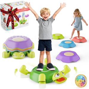 Stepping Stones for Kids & Toddlers 3-5, 6Pcs Non-Slip Sensory Toys & Obstacle Course for Indoor Outdoor Play, Develops Motor Skills, Balance & Coordination, Ideal Christmas & Birthday Gifts (Green)