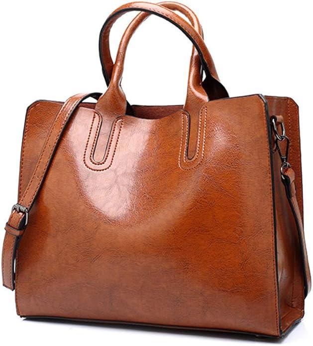 Leather Handbags and Purses Top Handle Designer Tote Bags Satchel Bags for Women, Brown