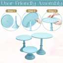 VIKKSAER 3 PCS Blue Cake Stand Set, 8/10/12 Inch Metal Dessert Display Stand, Suitable for Weddings, Birthdays, and Parties