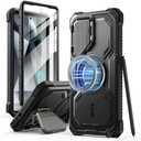 i-Blason Armorbox for Samsung Galaxy S25 Ultra Case MagSafe with Camera Cover Stand [Military Protection] Full-Body Heavy Duty Magnetic Phone Case with Screen Protector for S25 Ultra 6.9 inch, Black