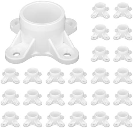 TianTianUp 1/ 2 Inch PVC Flange, 25 Pack - Polyvinyl Chloride Pipe Fittings, Table Screw Caps, for DIY PVC Rod Holder Projects, Making Storage Shelves, Support Feet