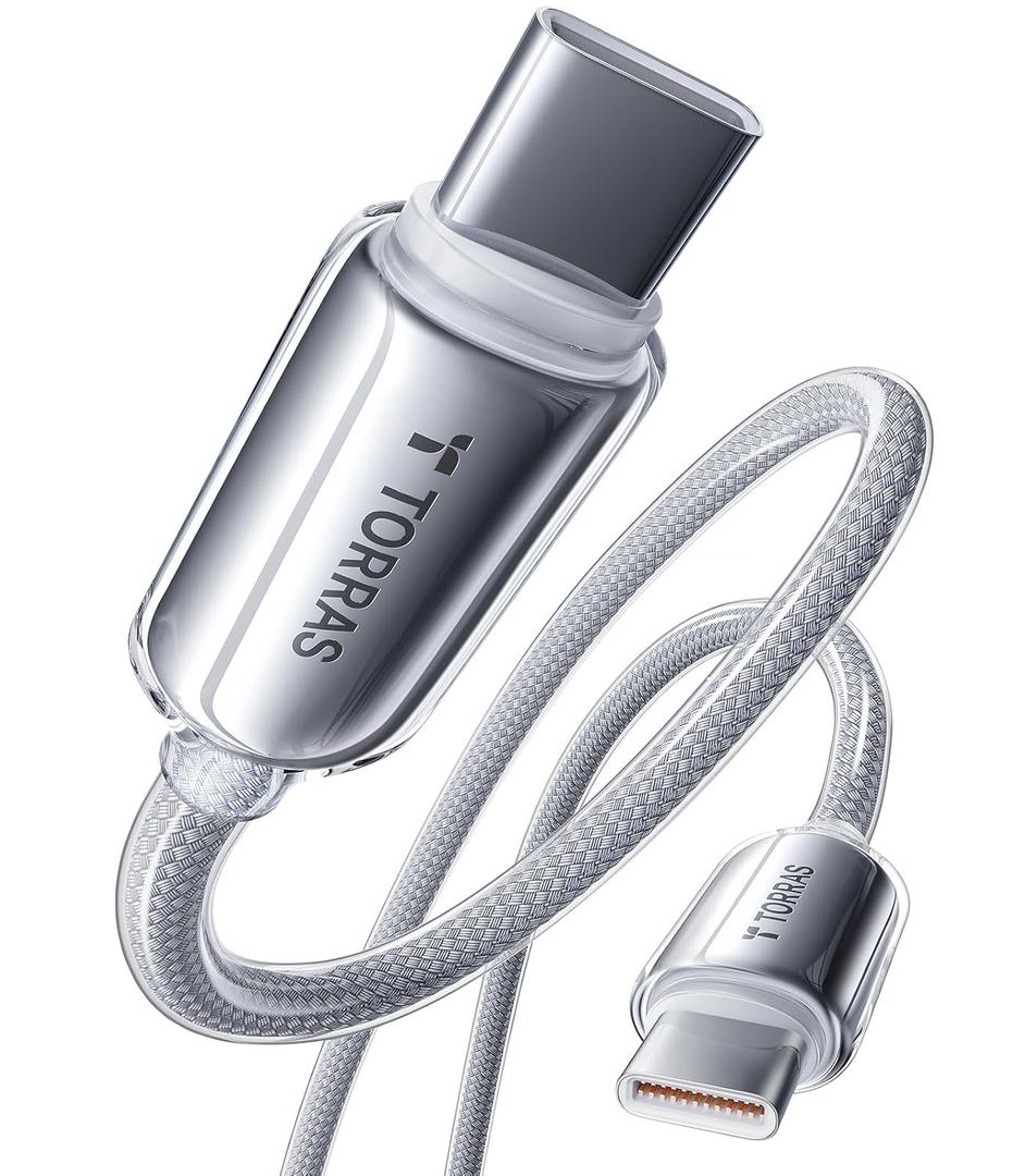 TORRAS USC C to USB C Cable (60W 6ft), Military Grade Tested USB C Charger Cable Fast Charge for iPhone 15 Pro Max Plus, Samsung S24/23, MacBook Air Pro 2020, iPad Pro/Air/Mini (Pearl White)