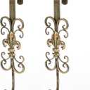 Jemeni 2 Pack 16" Wreath Hanger for Front Door, Metal Over The Door Wreath Hanger, Fleur Dis Lis Wreath Door Hanger, Door Hanger for Wreath with Scroll Design, Antique Gold