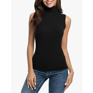 TANGNADE Sleeveless Turtlenecks for Women Tunic Plus Size Mock Neck Soft Tank Tops Basic Stretch Slim Fit Undershirts, SIZE M