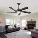 52 Inch Solid Wood Ceiling Fan with Light, (Matte Black)