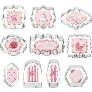 10 Pcs Plaque Cookie Cutter Set, Stainless Steel Cookie Cutters Variety Pack, Square Cookies Cutter Frame Cookies Cutters Shape for Baking, Fondant Cookie-Cutter Set