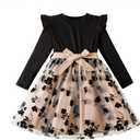 Nileafes Girl Knee-Length Dress Kids Long Sleeve Lace Casual Dresses, Size 3Y