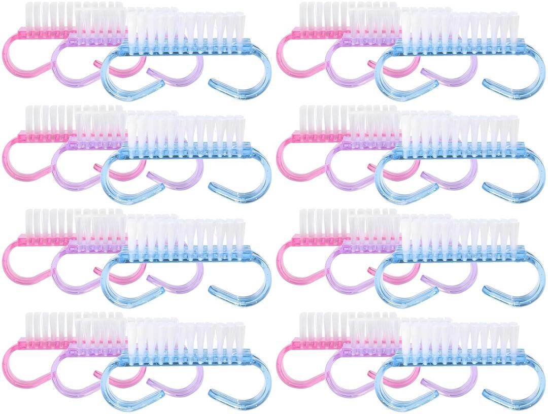 24-Pack Handle Grip Nail Brush(assorted color), Fingernail Scrub Cleaning Brushes for Toes and Nails Cleaner, Pedicure Brushes for Men and Women