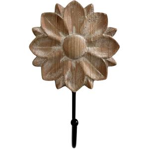 dwellington Flower Towel Hooks Decorative Hooks Hanger for Hanging Clothes, Keys, Towels - Decorative Wall Mount Hook Command Single Rack for Entryway, Bathroom, Kitchen (Natural)