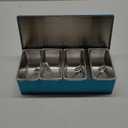 Condiment Jars Seasoning Containers Canisters Spice Pots Multi Compartments Stainless Steel Seasoning Organizer Box for Bar, Four Grids