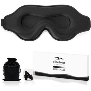 Sleep Eye Mask for Men Women, Sleeping Mask for Side Sleeper, Travel Blackout Night Blindfold Eye Shade Cover with Adjustable Strap (Black)