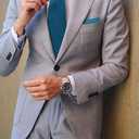 HISDERN Mens Solid Ties Formal Business Woven Tie and Pocket Square Cufflinks Set Classic Silk Satin Necktie Wedding (J7-teal)