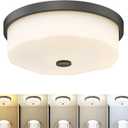 25W LED Flush Mount Ceiling Light with Remote Control, 16'' Modern Ceiling Light Fixture, Milk Glass 3000K-6500K 5CCT Ceiling Light Fixture for Bedroom Kitchen Dining Room Hallway Entryway (No.10F)