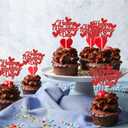2 x Gyufise 36Pcs Happy Valentine's Day Cupcake Toppers with Heart Glitter Sweet Love Theme Valentine's Day Cupcake Food Picks Valentine's Day Theme Birthday Party Cake Decorations Supplies Red